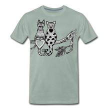 Load image into Gallery viewer, Romantic Cat - Men&#39;s Premium T-Shirt - steel green
